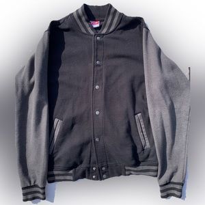 Black and grey varsity jacket. Mens medium.